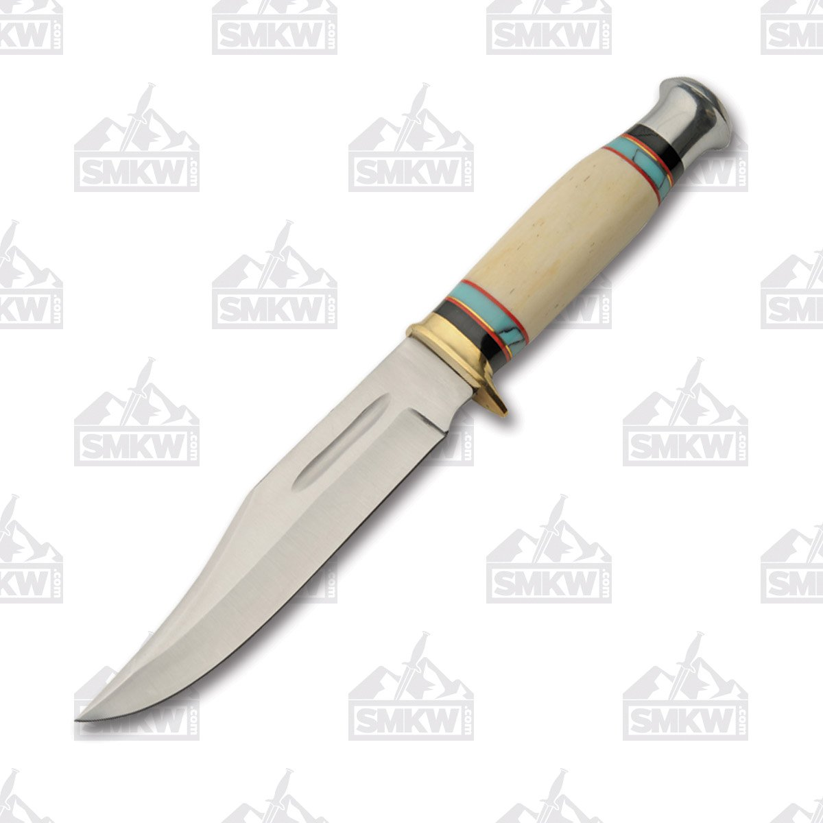 SZCO Supplies Silver Day Clip Point Hunter Fixed Blade Knife