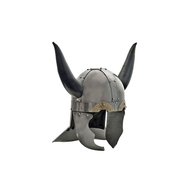 SZCO Supplies Epic Viking Helmet with leather Horns 18-gauge steel