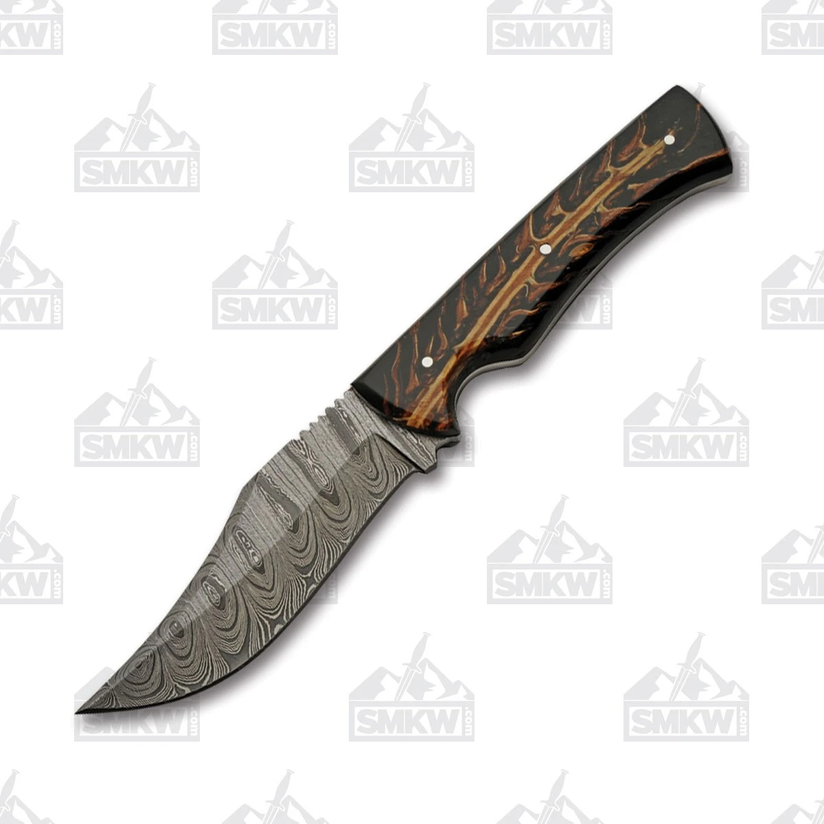SZCO Supplies Firepine Hunter Fixed Blade 4.5in Damascus Clip Point