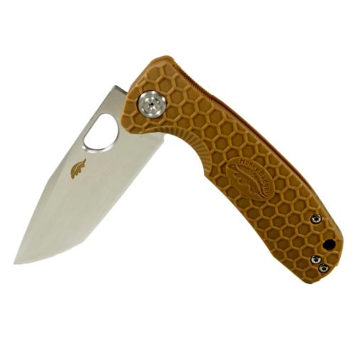 Honey Badger Small Folding Knife Satin 8Cr13MoV Tanto/Tan HB1342