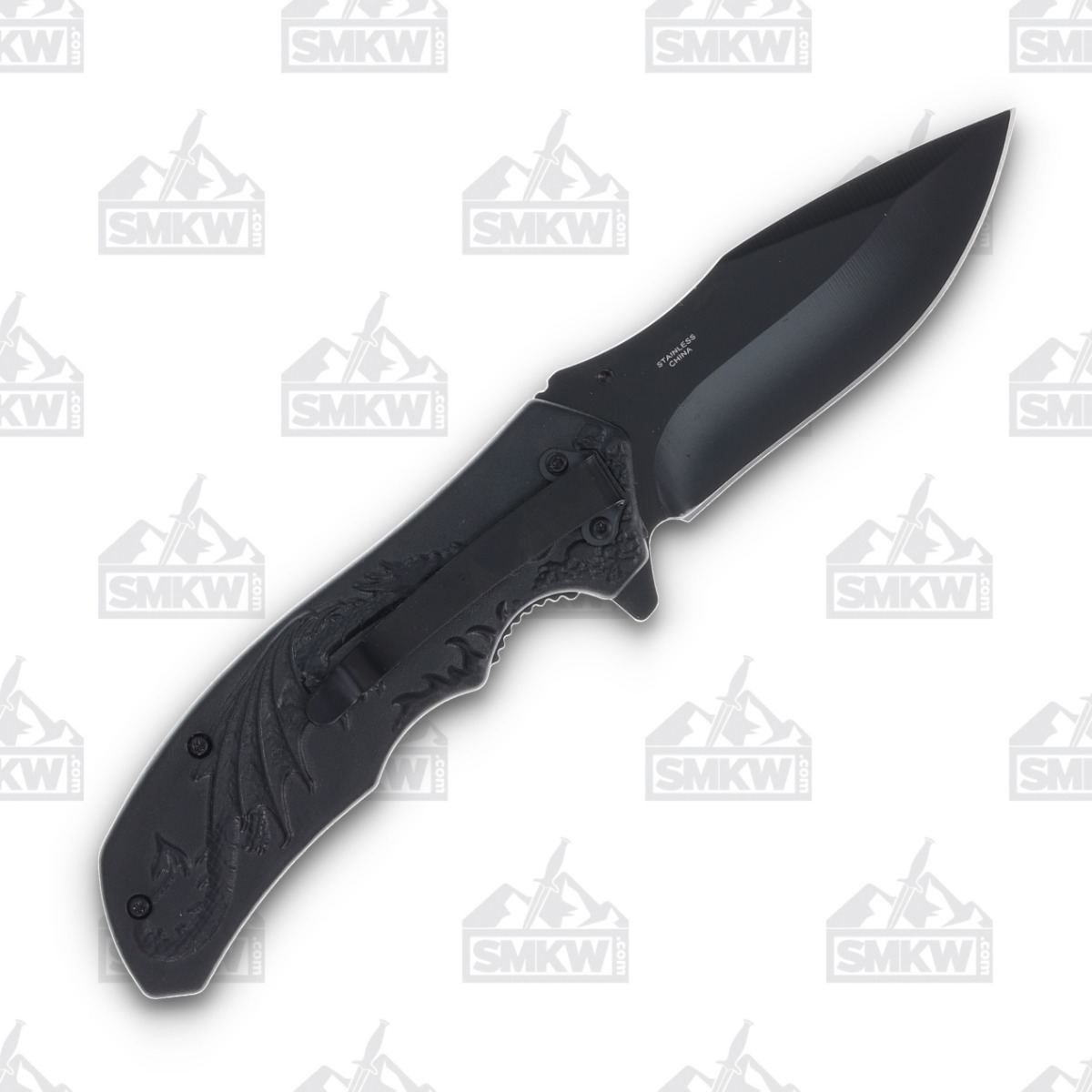 Szco Red Dragon Flame Linerlock Folding Knife 300549RD - Smoky
