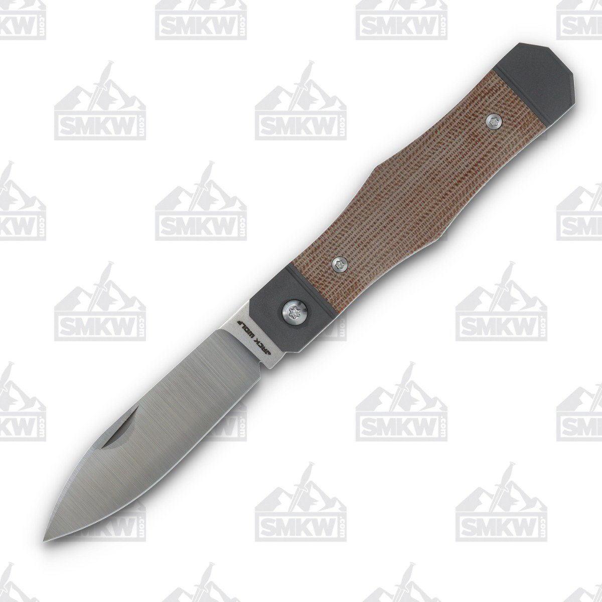 Jack Wolf Knives Vampire Jack Folding Knife Natural Canvas Micarta