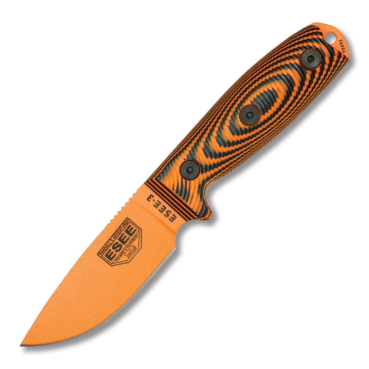 ESEE 3 Fixed Blade Orange and Black 3D G10 3.88in Plain Orange