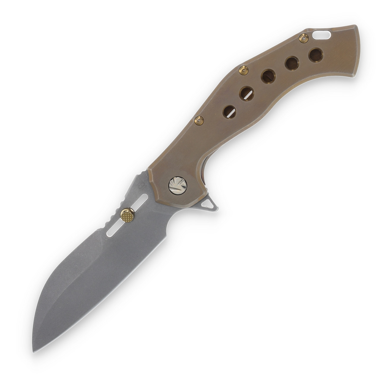 Olamic Soloist Scout Ti Kinetic Earth Holes 4.12in Stonewash Blade