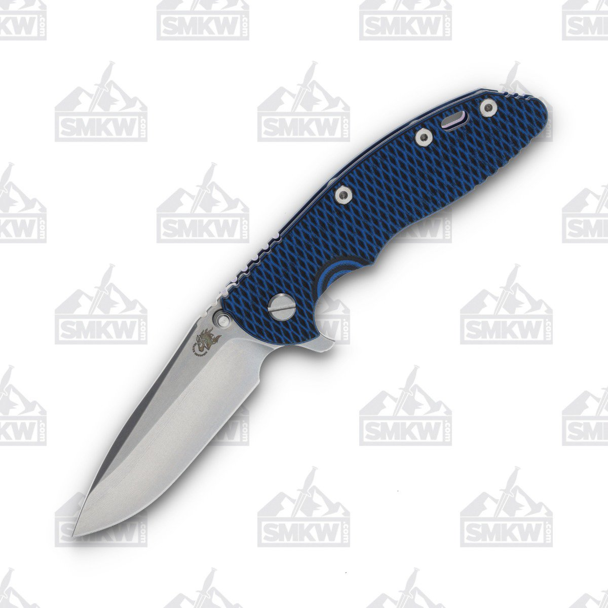 Hinderer Eklipse 3.5 Framelock Folding Knife Stonewash Spear Point S45VN Blue and Black G-10/Stonewash Blue Titanium KXM35SPEBLBLBK