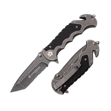 Smith & Wesson Border Guard Folding Knife 3.49in SW Serrated Tanto SWBG10S