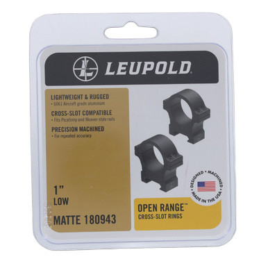 Leupold Open Range Cross-Slot Rings 1-inch Low Matte