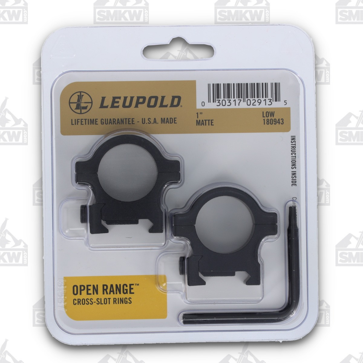 Leupold Open Range Cross-Slot Rings 1-inch Low Matte