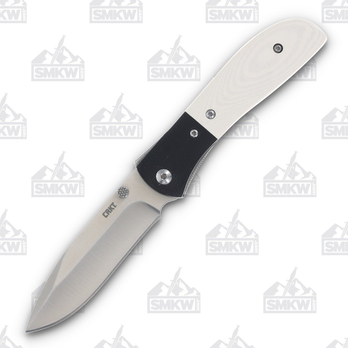 CRKT M4-02M White and Black 3.25 Inch Plain Satin Drop Point