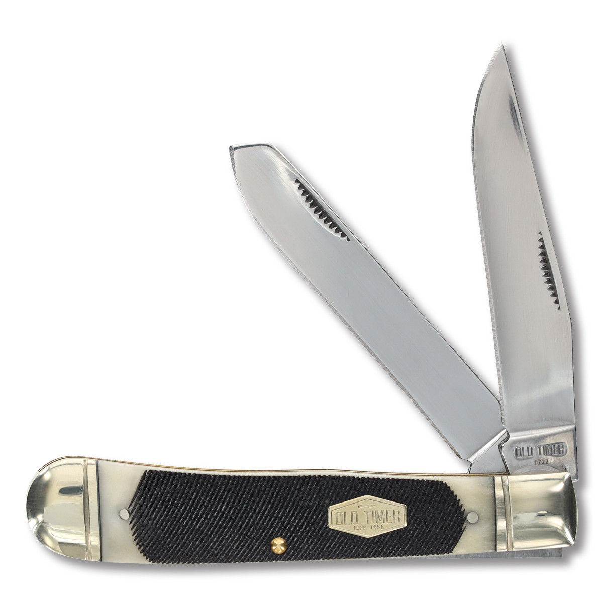 Old Timer Sawcut Bone Large Trapper Folding Knife SCT95OTB - Smoky