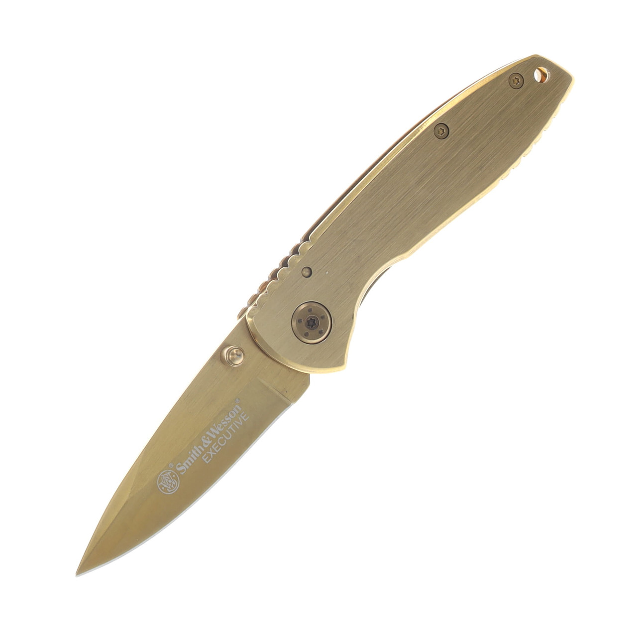 Smith & Wesson Brushed Gold Executive Framelock Folding Knife SWCK110GL