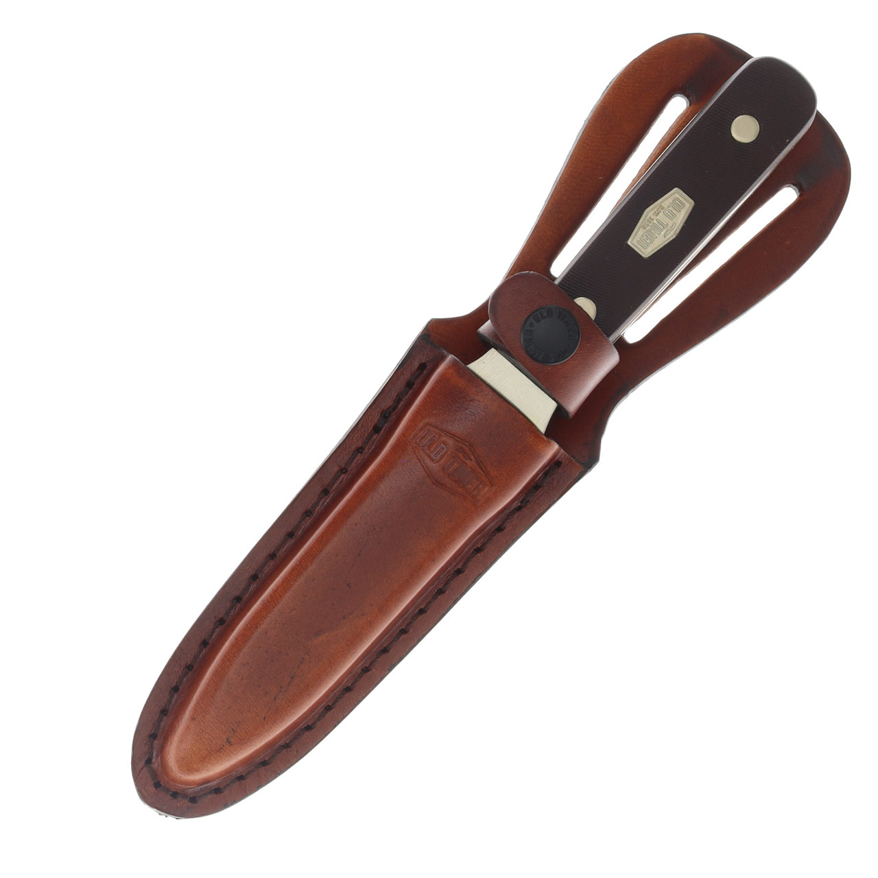 Old Timer Boot Knife Brown Sawcut 3.75 Inch Plain Satin Spear Point