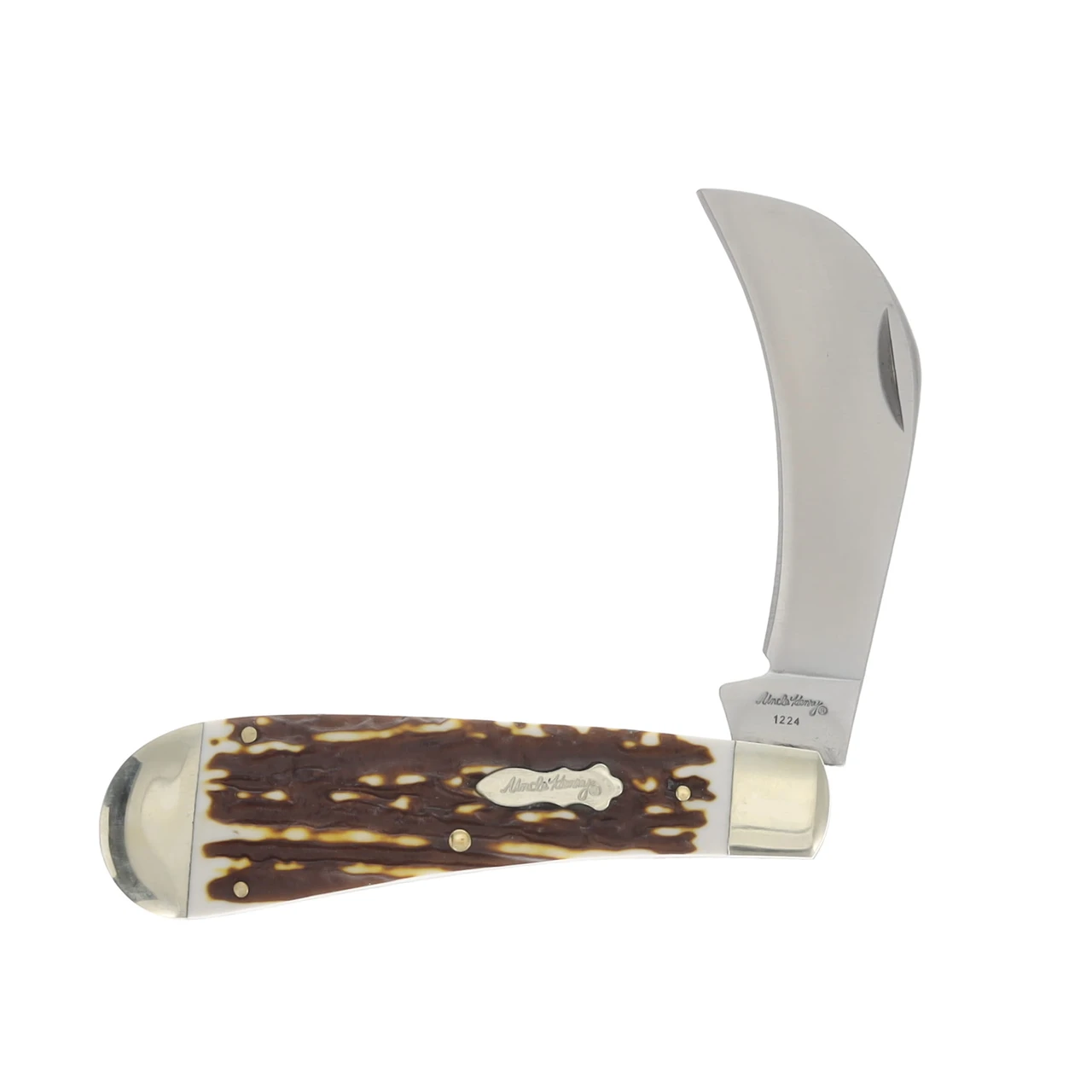 Uncle Henry Next Gen Hawkbill Pruner Folding Knife Staglon Front Open 1