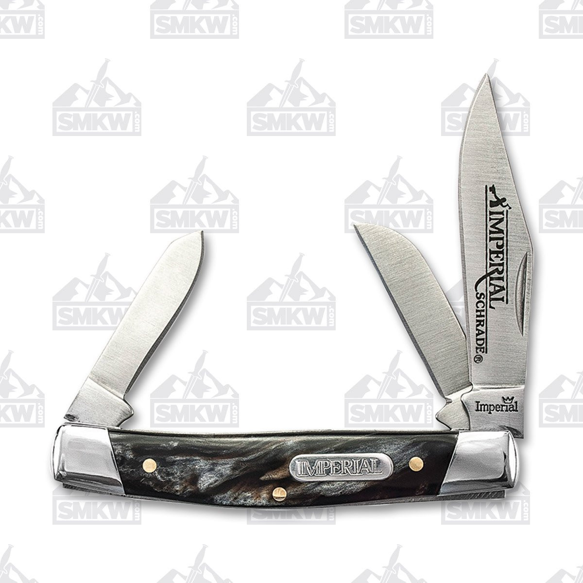 Imperial Schrade Gray Swirl Medium Stockman Folding Knife IMPT16S