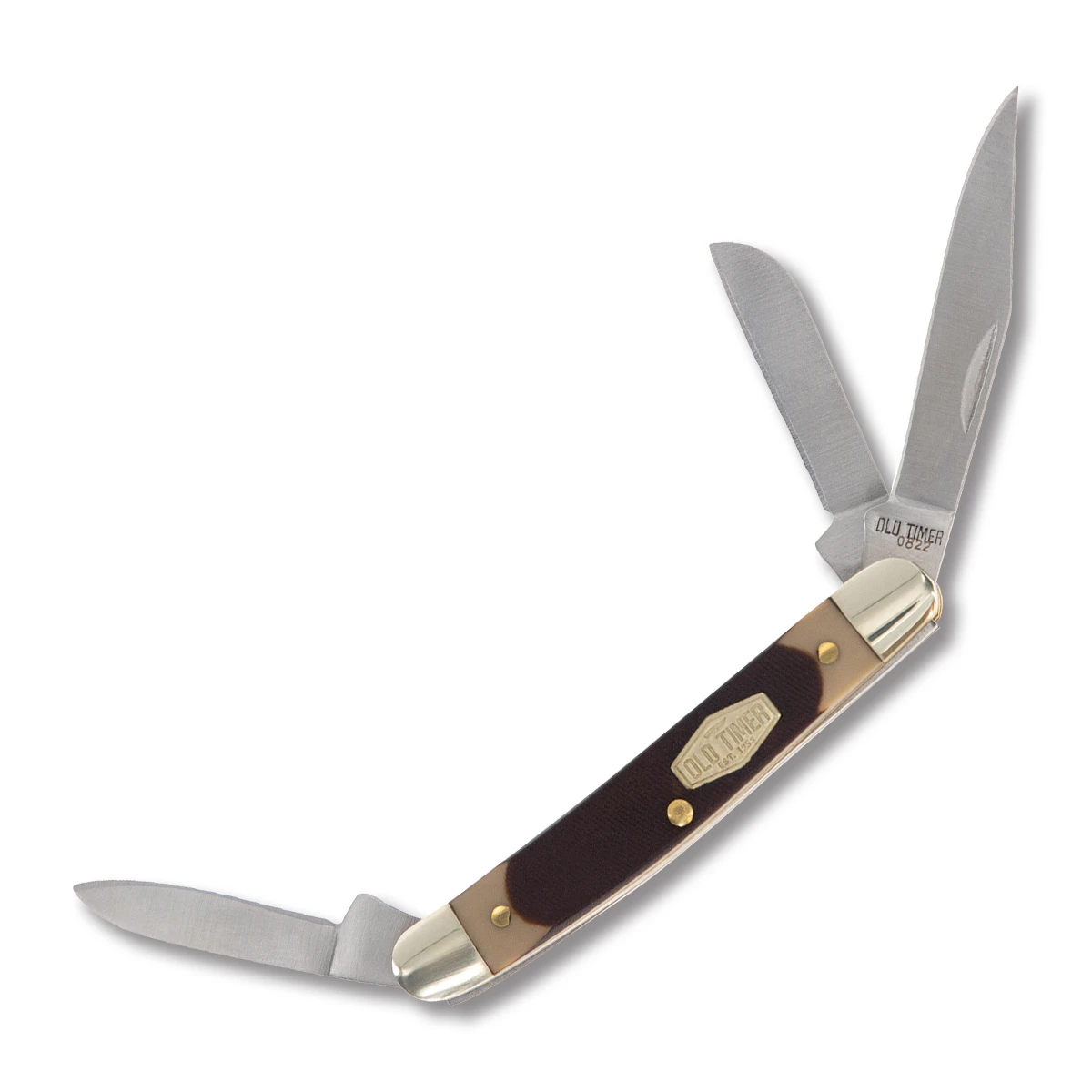 Old Timer Brown Sawcut Junior Stockman Folding Knife