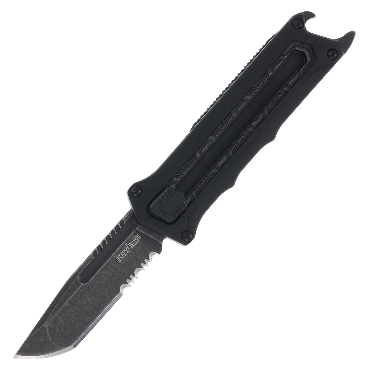 Kershaw Interstellar Manual OTF Knife Black 2.7in Partially Serrated