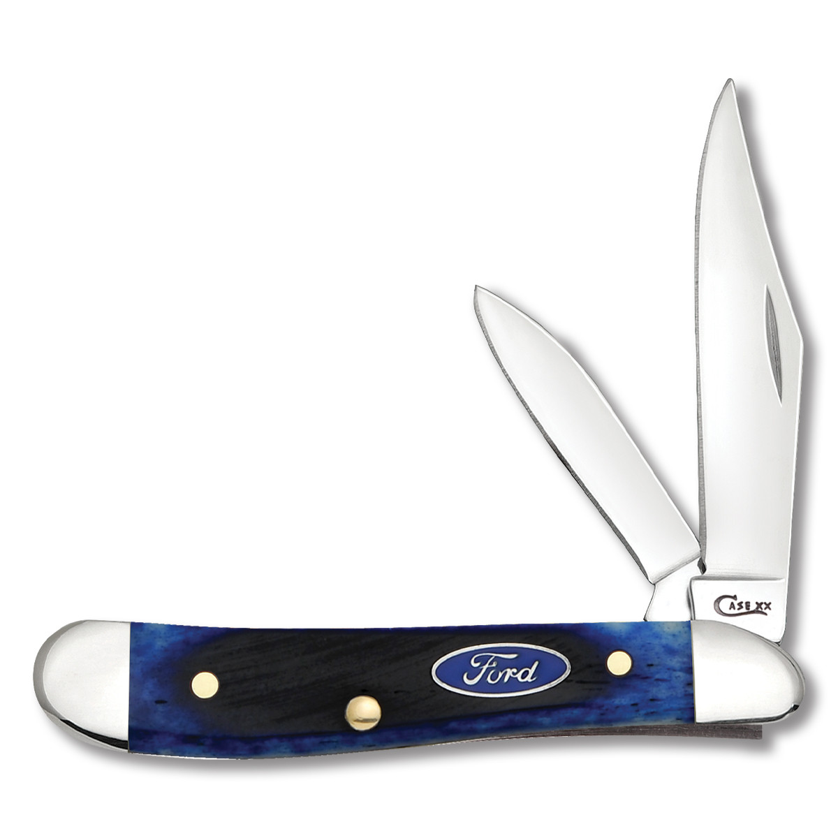 Case Ford Motors Blue Sawcut Bone Peanut Folding Knife
