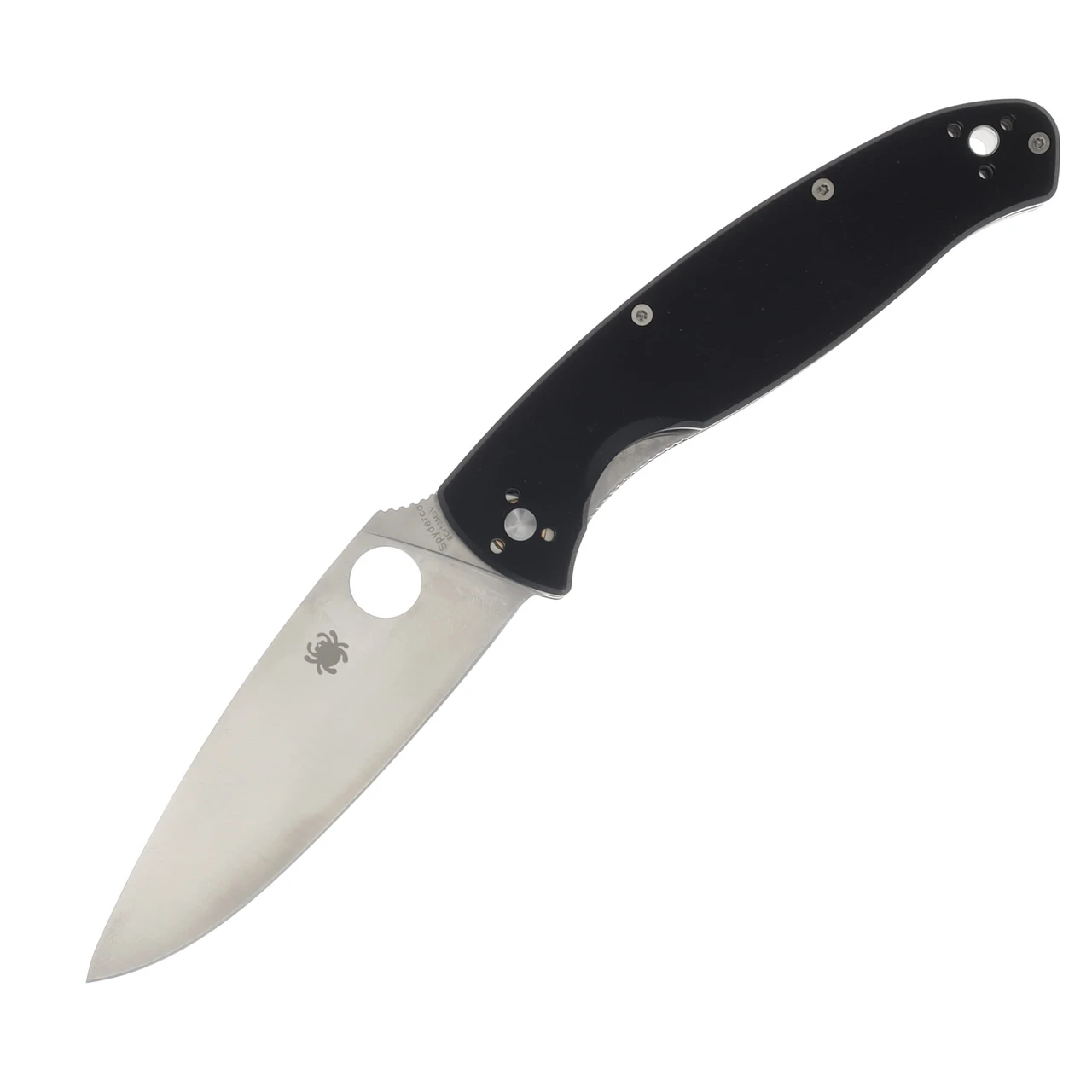 Spyderco Resilience Folding Knife Black G10 4.25in Satin Plain Blade SPC142GP