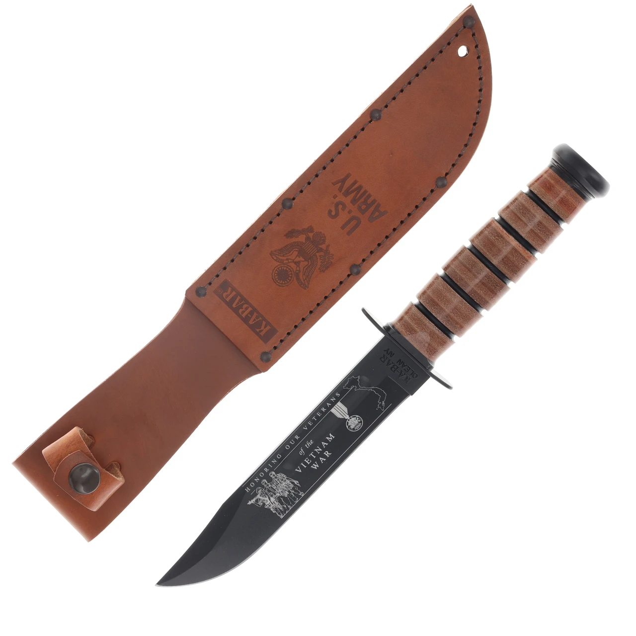 KA-BAR Vietnam Memorial Knife Fixed Blade Leather 7in Plain Blade KA9139
