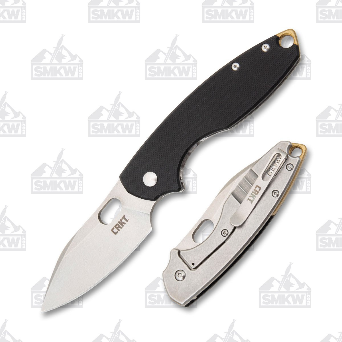 CRKT Pilar III Folding Knife 2.97 Inch Plain Stonewash Drop Point Open and Closed
