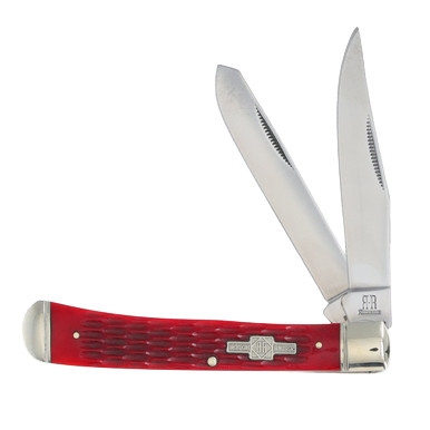 Rough Ryder Red Jigged Bone Trapper Folding Knife RR266 - Smoky