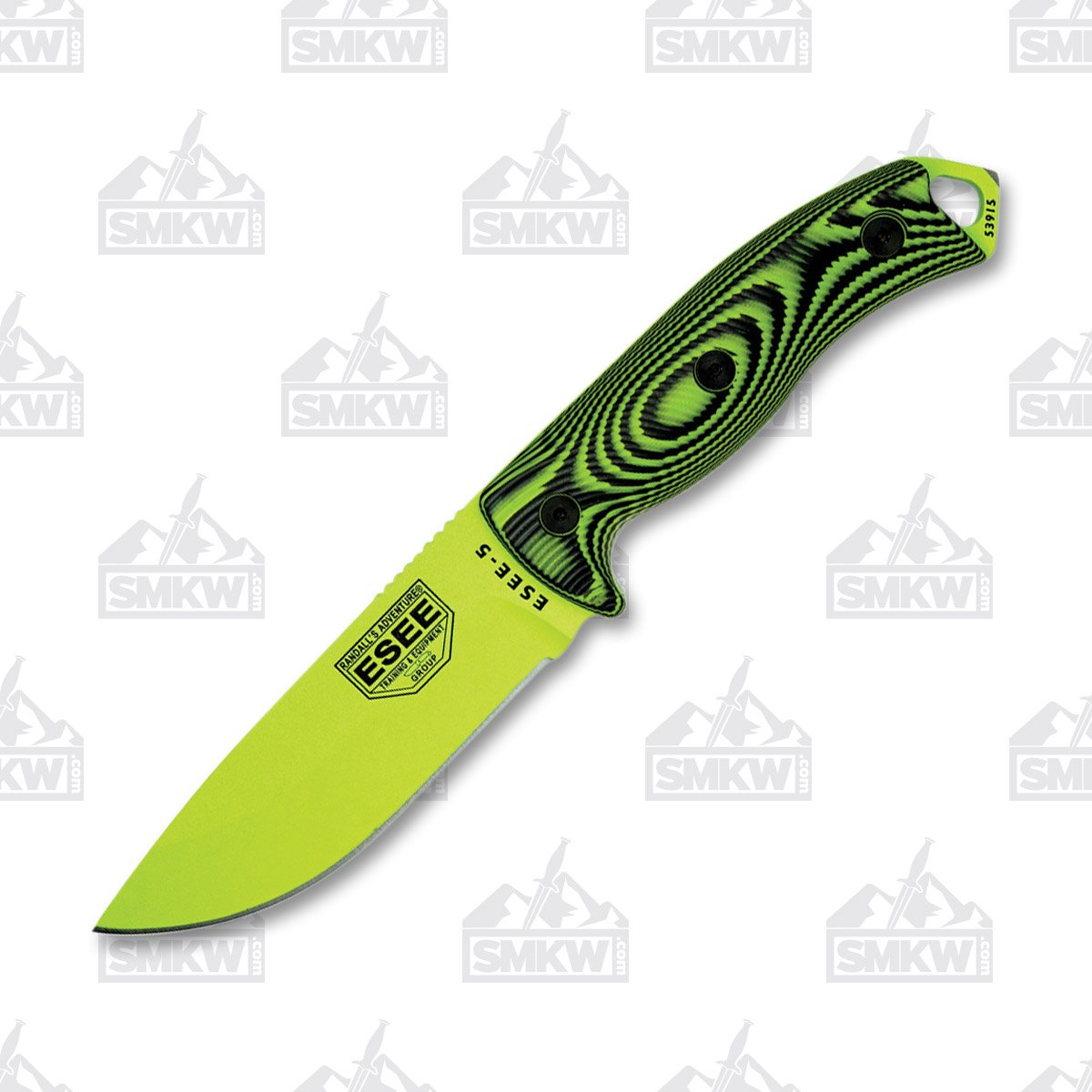 ESEE 5 Fixed Blade Neon Green and Black 3D G10 5.25in Plain Venom Green
