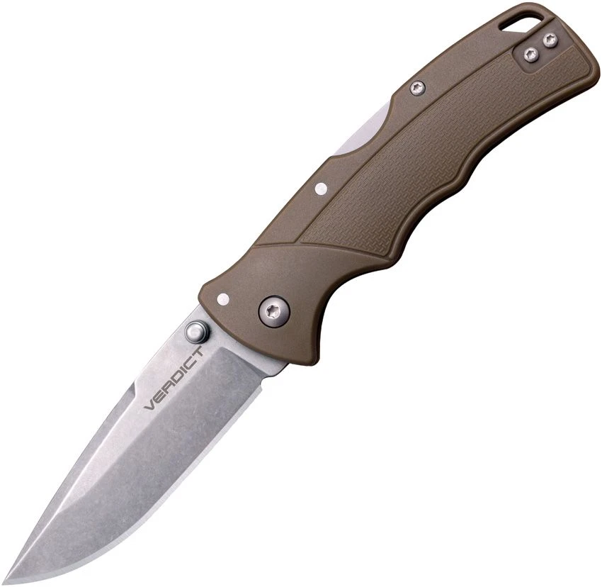 Cold Steel Verdict Folding Knife FDE 3in Stonewash Spear Point Blade