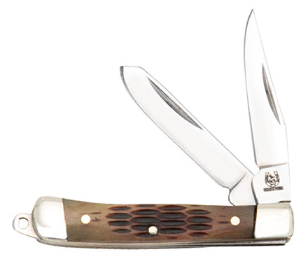 Rough Ryder Amber Jigged Bone Miniature Trapper Folding Knife RR807