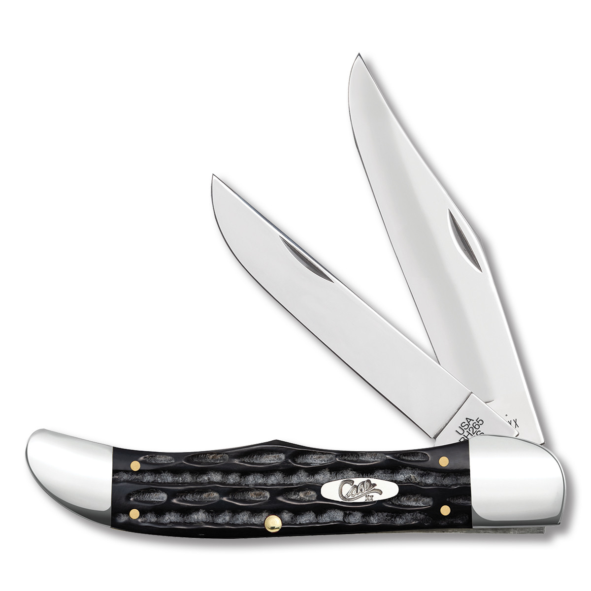 Case XX Folding Hunter Knife With Sheath Jigged Buffalo Horn