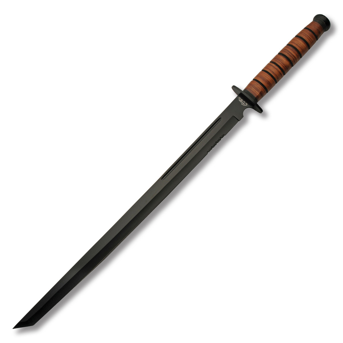 Rite Edge 27.5In Combat Sword Stacked Leather Handle Black Coated