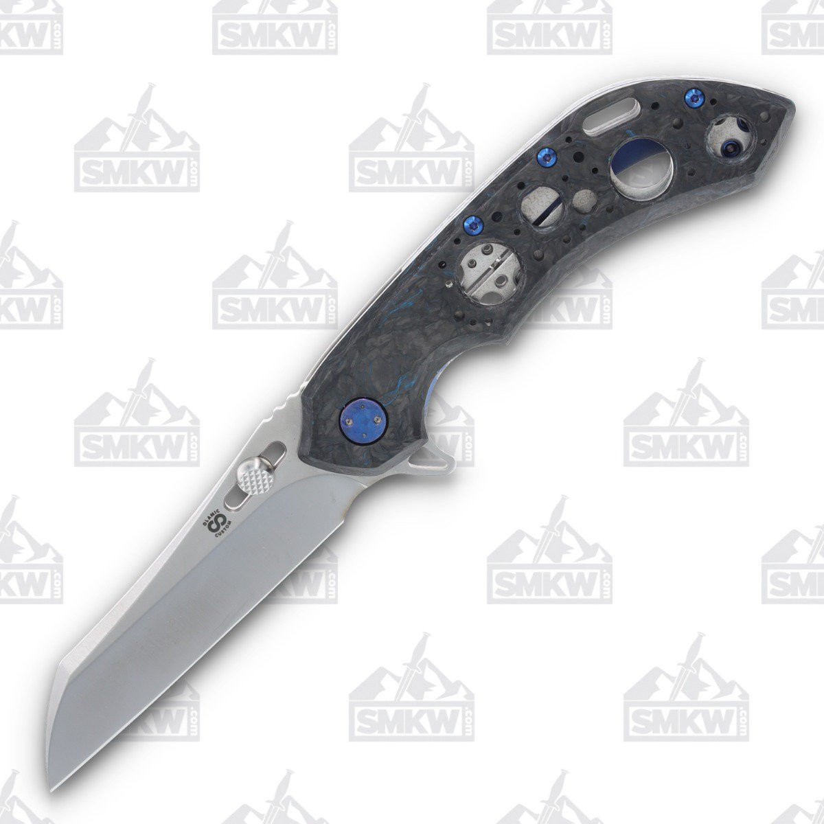 Olamic Wayfarer 247 Folding Knife T-083B Blue DarkMatter FatCarbon/Frosty T083B