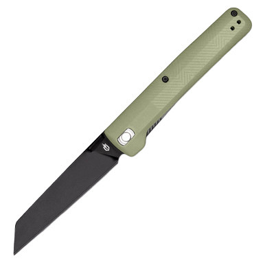 Gerber Pledge Lichen Green 3.7 Inch Plain Black Reverse Tanto