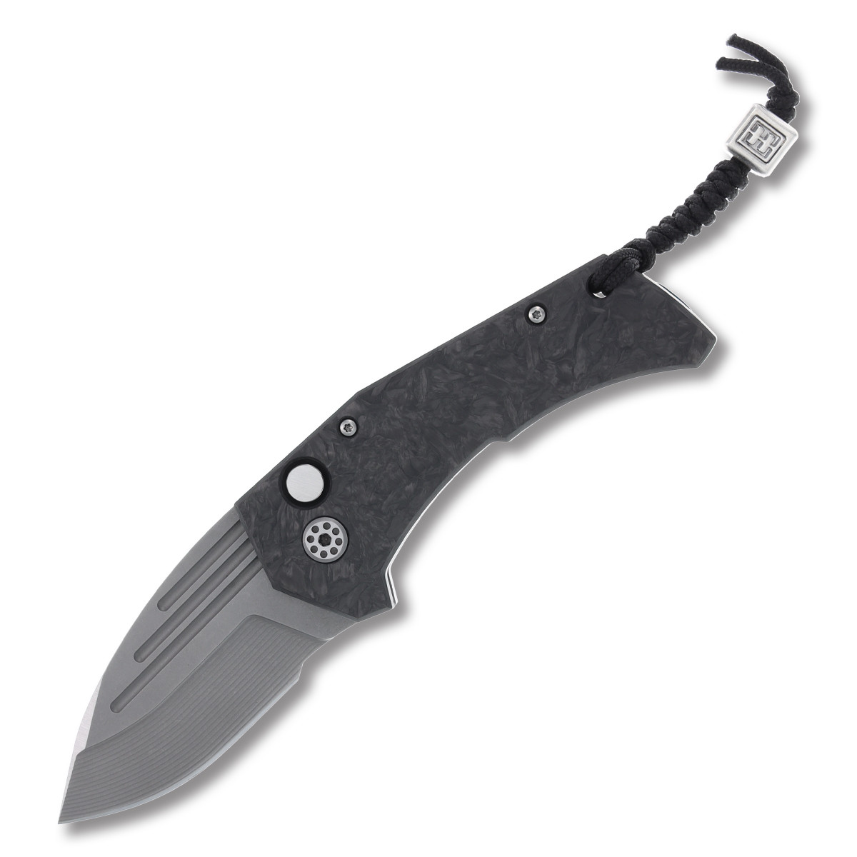 Mikkel Willumsen Custom Automatic Knife Carbon Fiber Flamed Titanium Stonewash SMKW Exclusive
