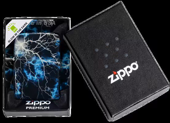 Zippo Lightning Glow In The Dark Dark Green Finish Lighter ZP48610