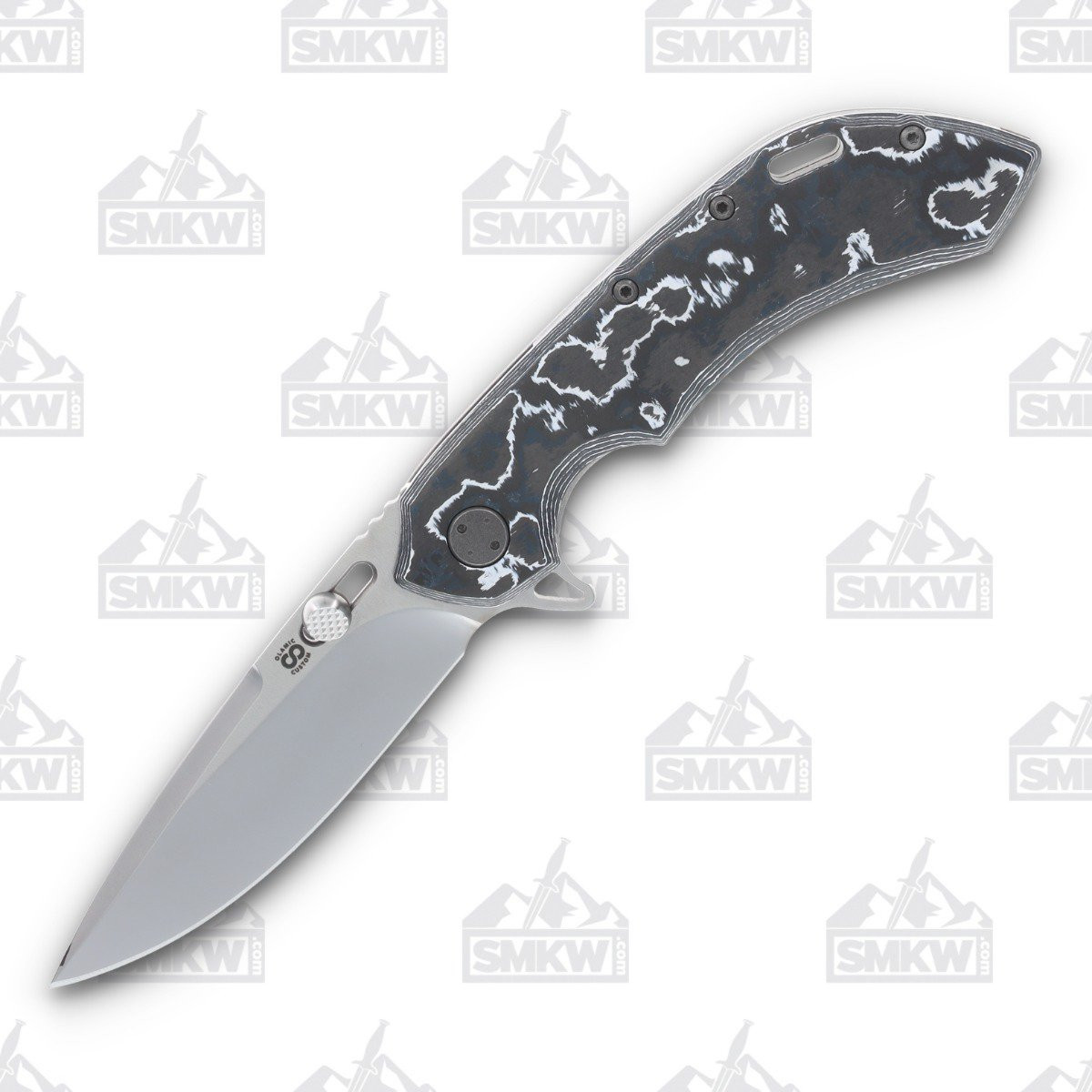 Olamic Wayfarer 247 Folding Knife T-058P White Storm FatCarbon/Stonewash Titanium T058P