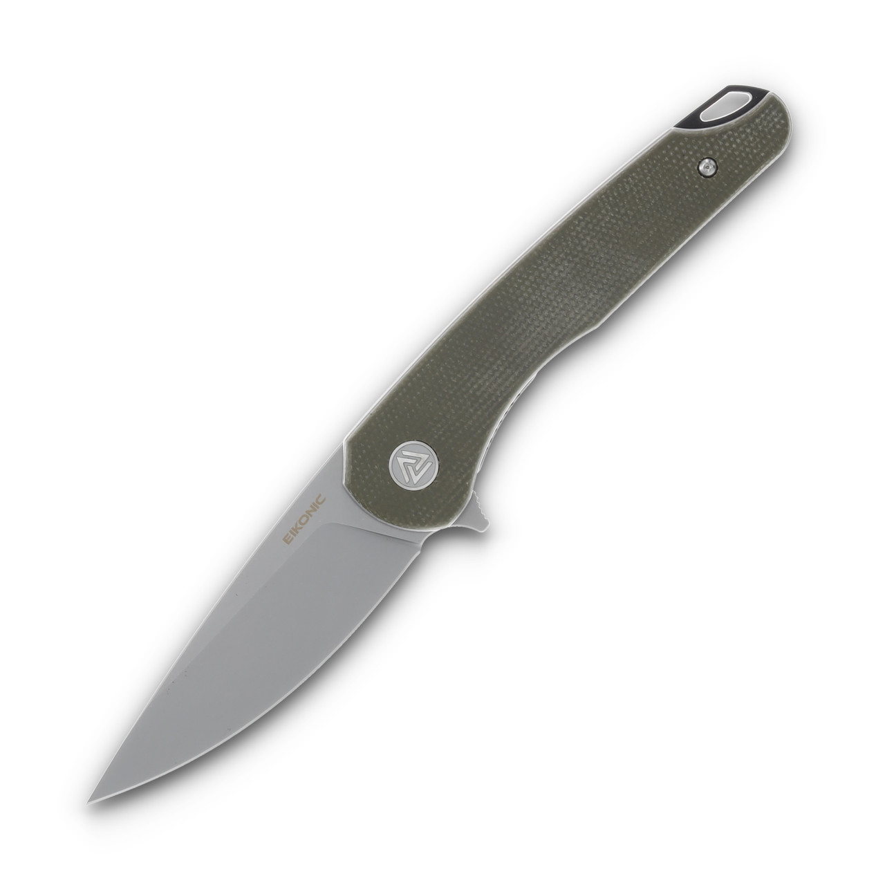 EIKONIC Knives Dromas Olive Green 3.25in Stonewash Plain Drop Point