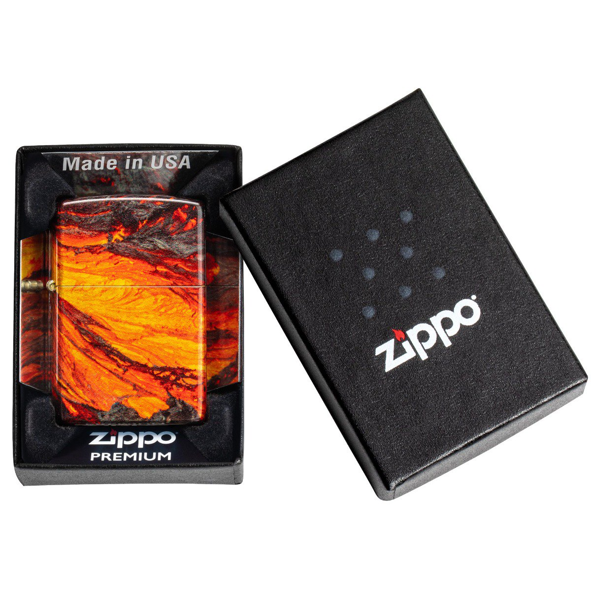 Zippo Lighter 540 Fusion Lava Flow Design Tumbled Brass