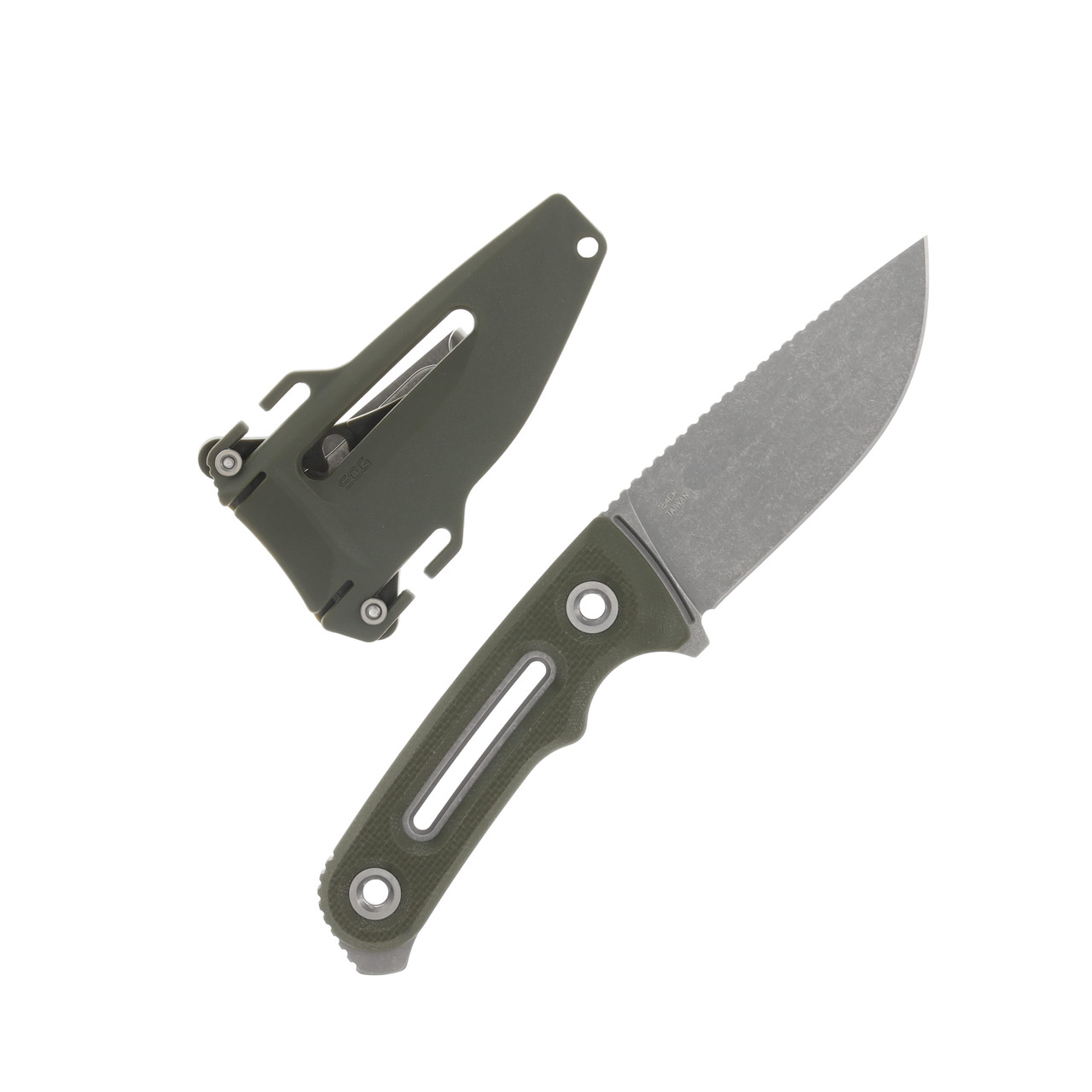 SOG Provider FX Fixed Blade OD Green 3.75in Stonewash Drop Point