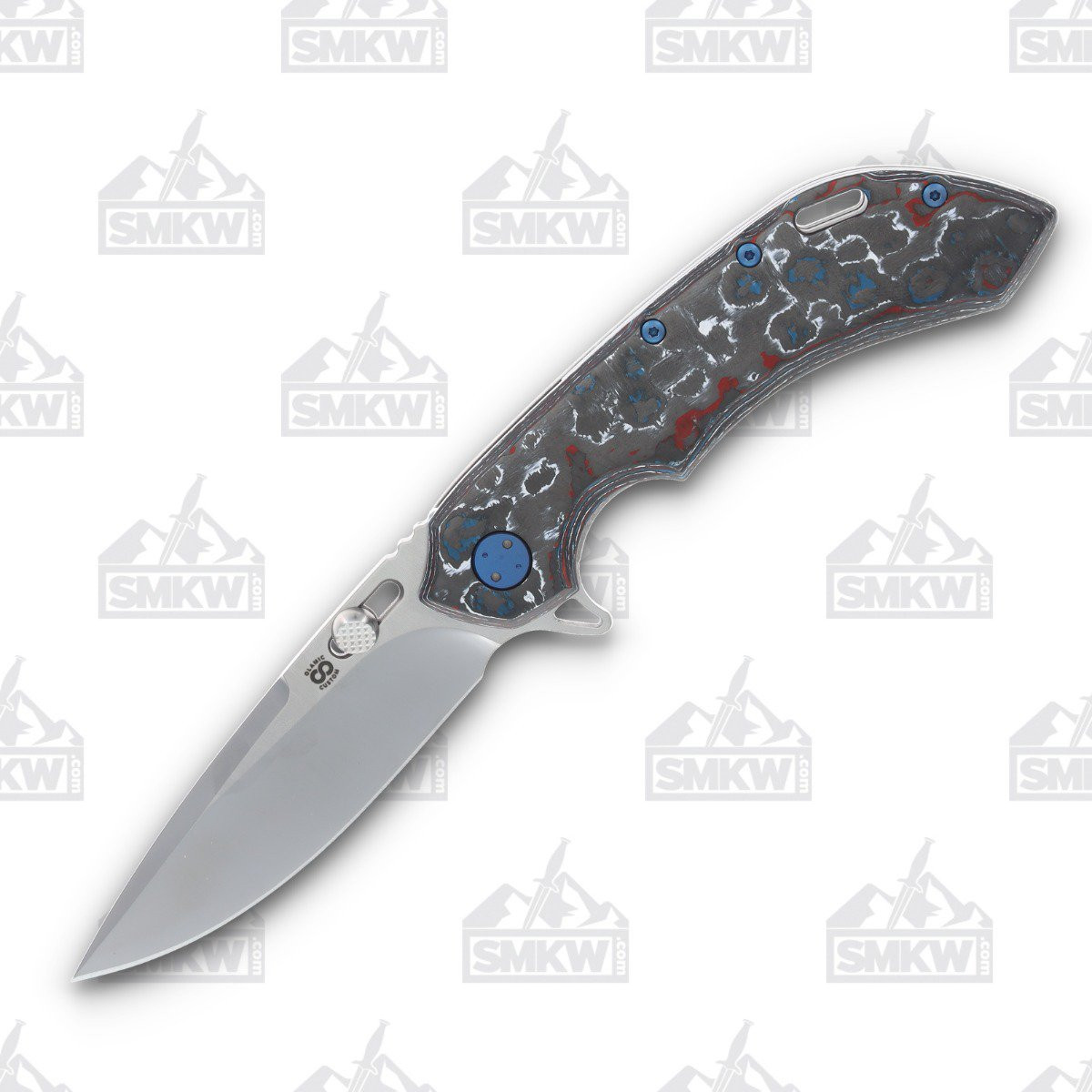 Olamic Wayfarer 247 Folding Knife T-076P Nebula FatCarbon/Washed with Matte Blue T076P