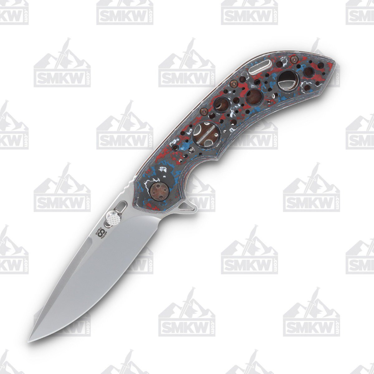 Olamic Wayfarer 247 Folding Knife T-081P Nebula FatCarbon/Neontropic with Acid Rain Cutouts T081P