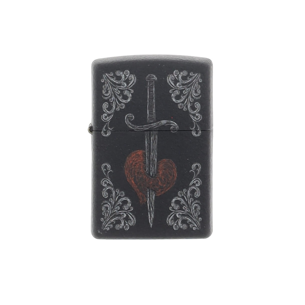 Zippo Heart Dagger Tattoo Black Crackle Lighter ZP48617