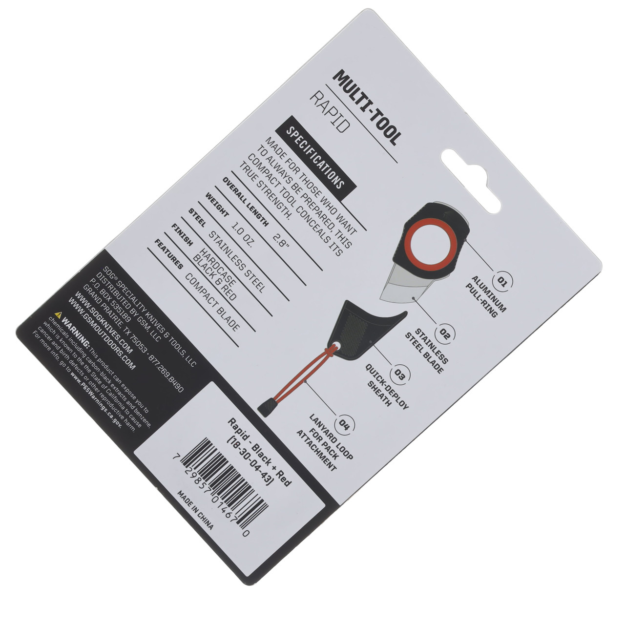 ⚠️ SOG SOG Knives Rapid Edge Fixed Blade Black-Red Emergency Tool SOG-18
