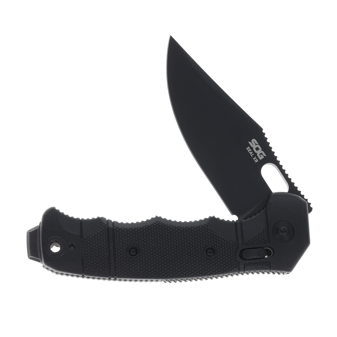 SOG Knives SEAL XR Folding Knife 3.9in Black Plain Clip Point Blade