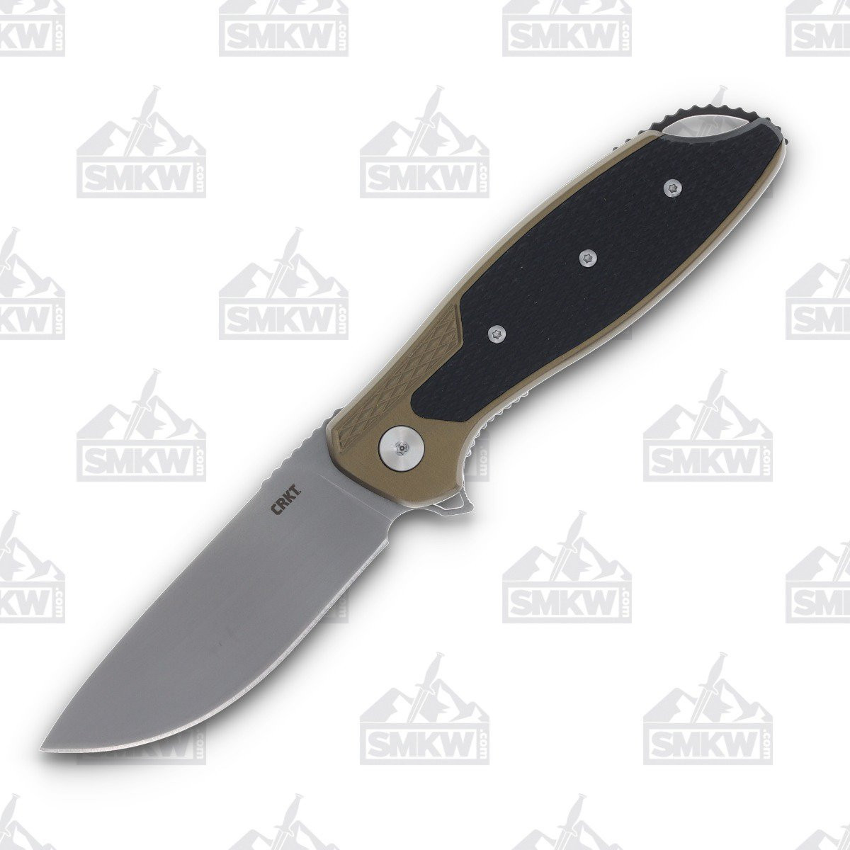 CRKT Jake OD Green and Black 3.32 Inch Plain Bead Blasted Drop Point