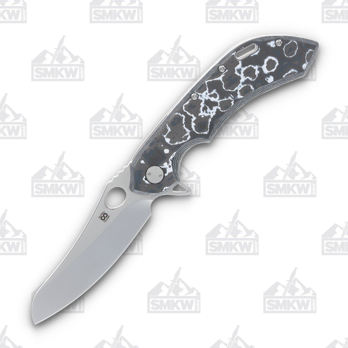 Olamic Wayfarer 247 T073-M Folding Knife White Storm FatCarbon/Frosty T073M