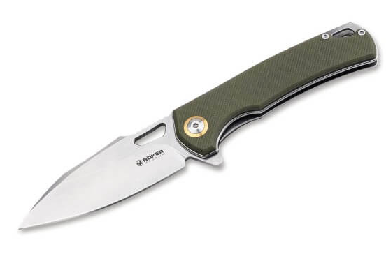 Boker Magnum Skesis Folding Knife 3.27in Plain Green G10 Spear Point