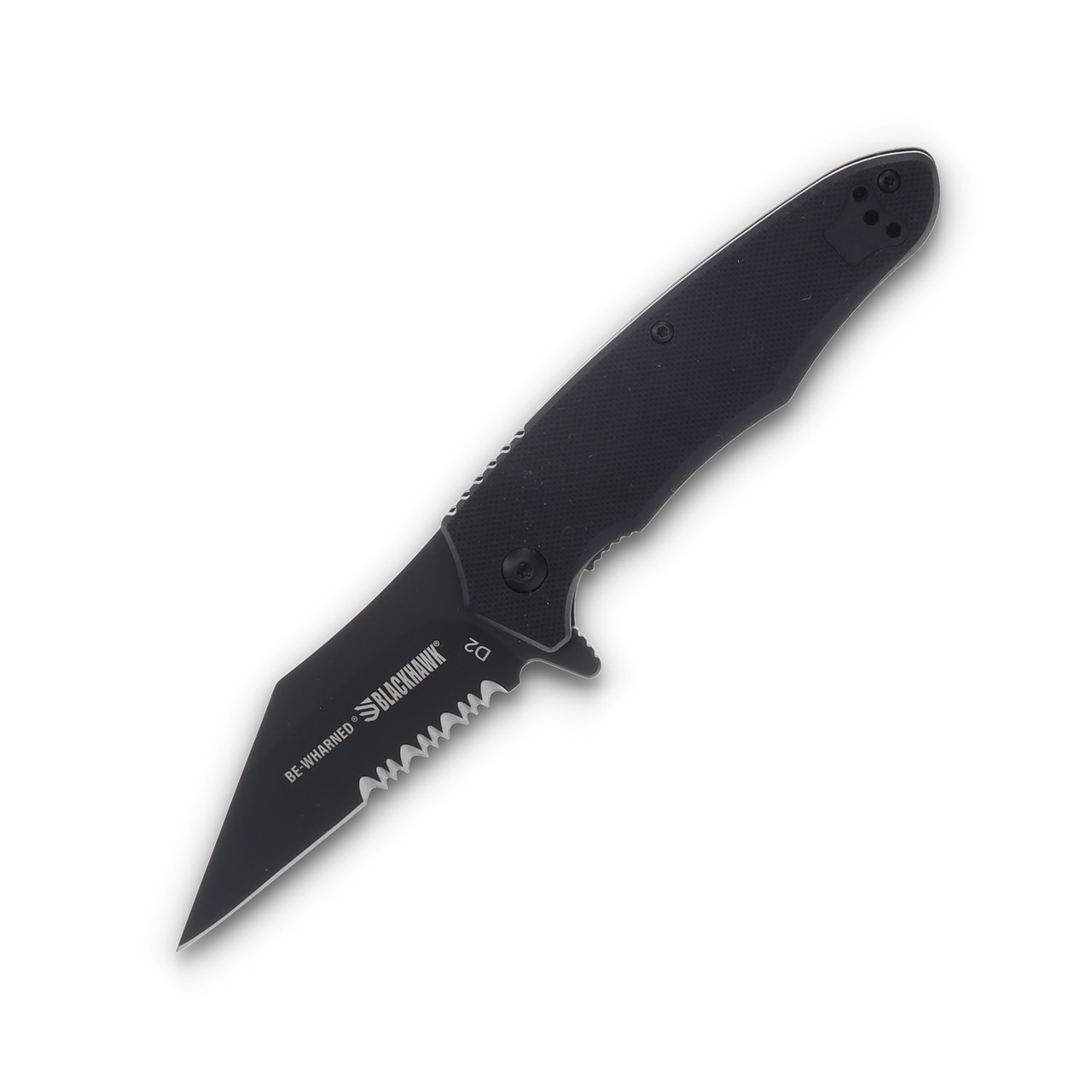 BLACKHAWK WARRIOR 左 Blackhawk Be-Wharned Black G-10 Sideliner Partially Serrated