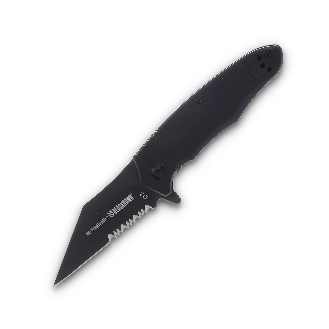 Blackhawk Be-Wharned Black G-10 Sideliner Partially Serrated Folding Knife