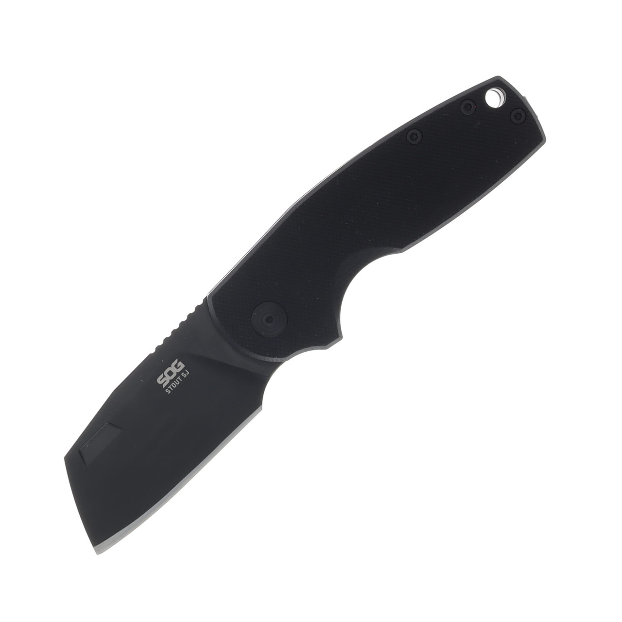 SOG Knives Stout SJ Blackout Folding Knife 2.4in Plain Cleaver Blade