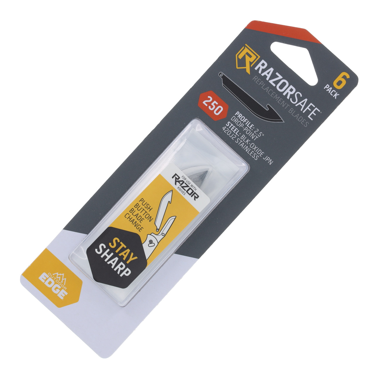 Outdoor Edge 2.5" Drop-Point Blade Pack (Black, 6 Blades)